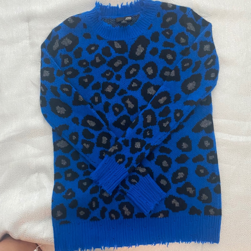 Aqua Cashmere Leopard Print Pullover Sweater - image 4